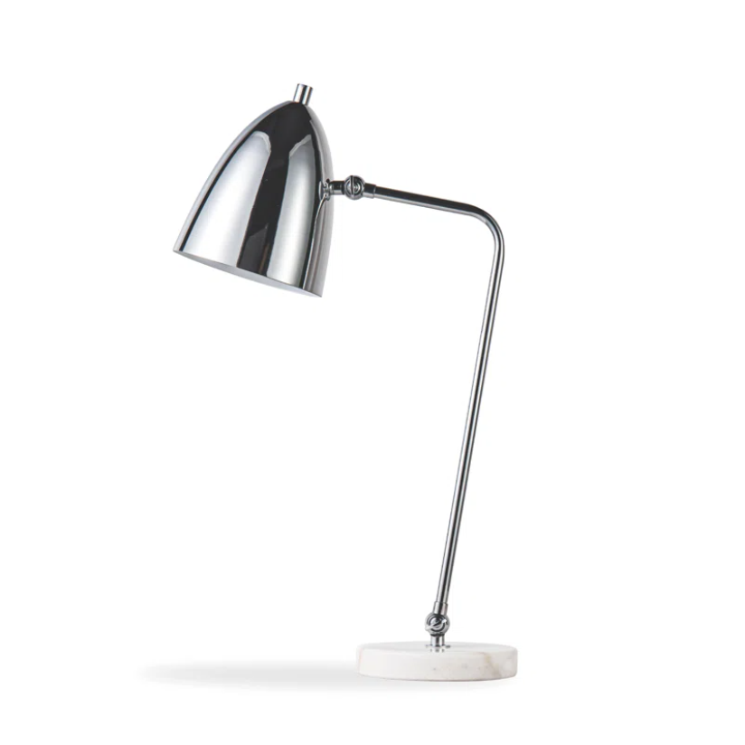 22.5" H Industrial Metal Marble Task Table Lamp -Adjustable H