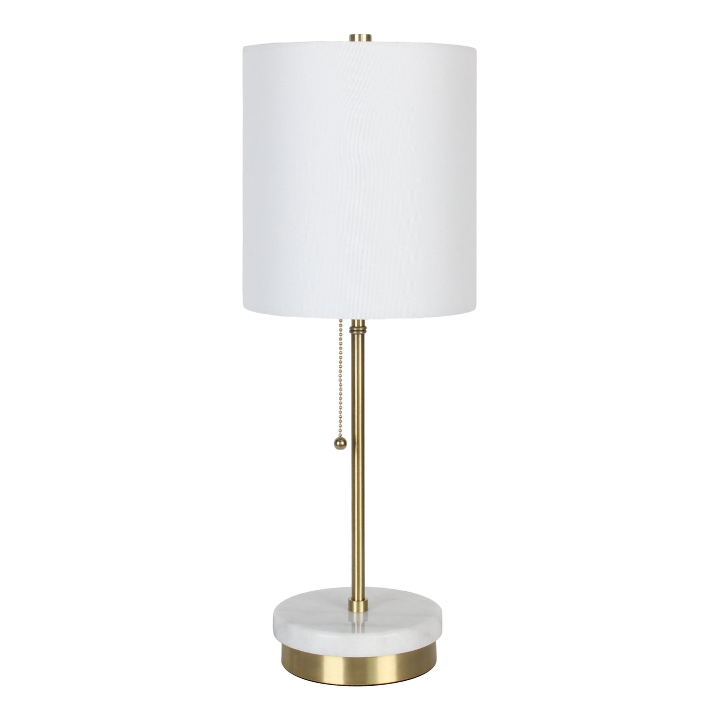 22"H Modern Metal Marble Stick Table Lamp with Pull Chain Switch and LED Bulb for Living Room