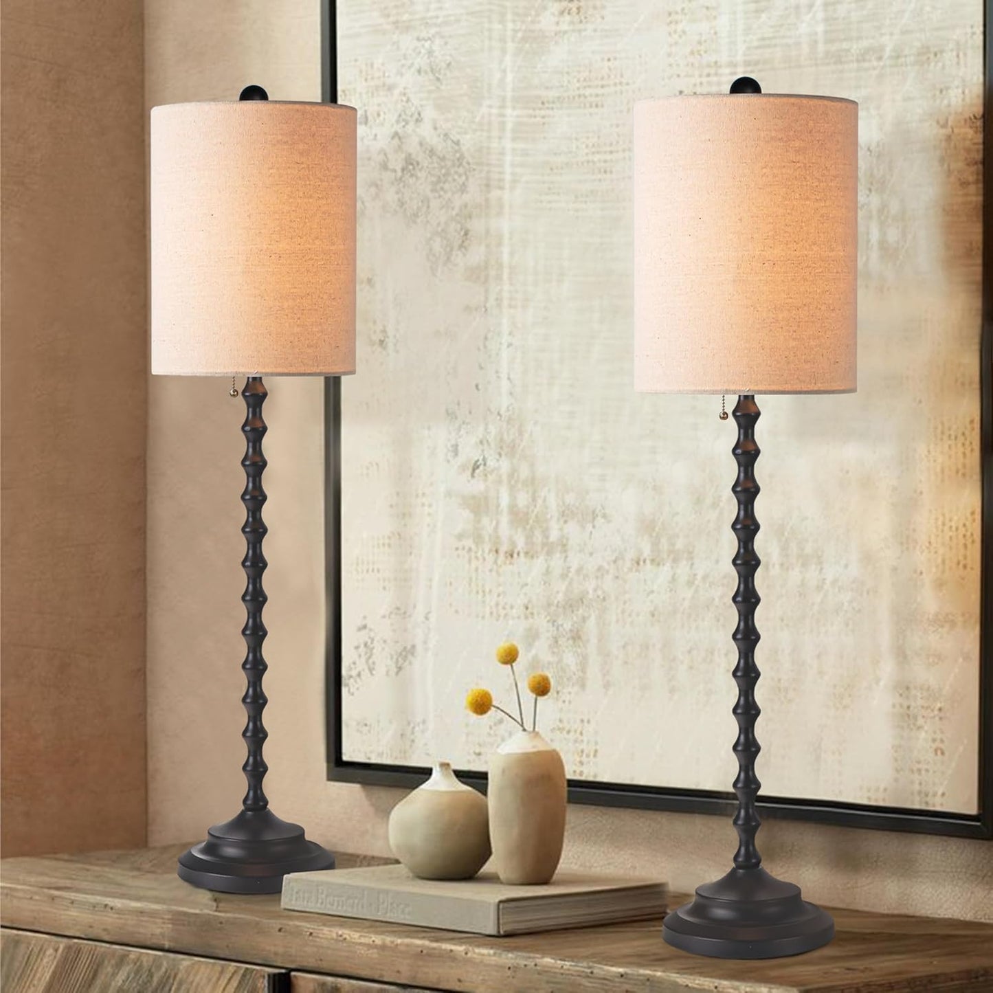 Buffet Table Lamps Unique Artistic Design (Set of 2)