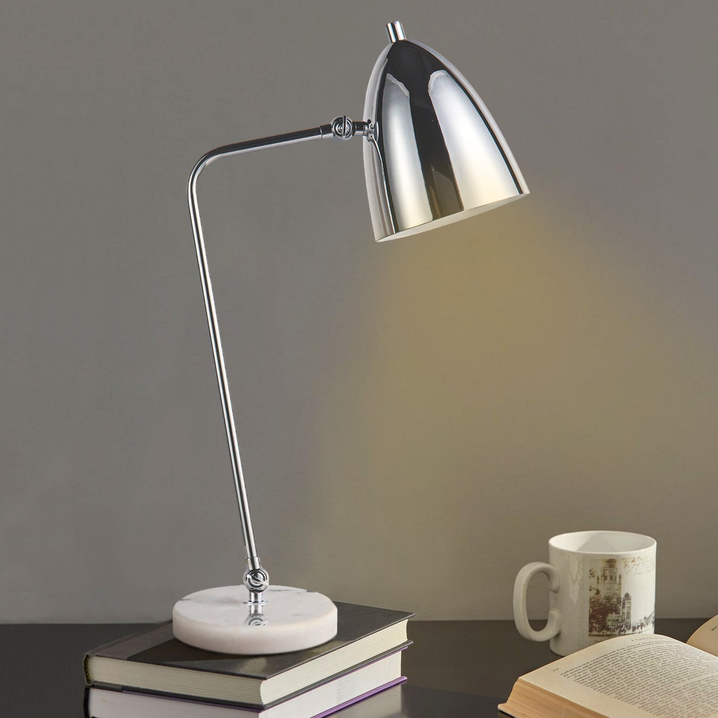 22.5" H Industrial Metal Marble Task Table Lamp -Adjustable H