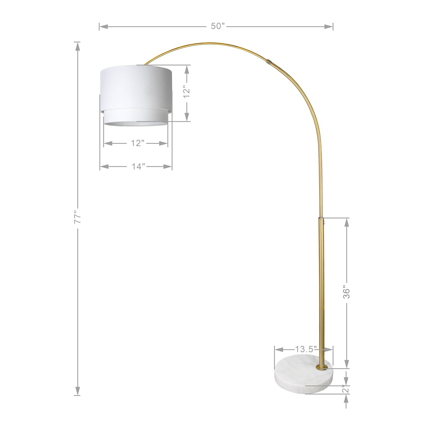 Arc /Arched Floor Lamp - 77“ H Adjustable Height